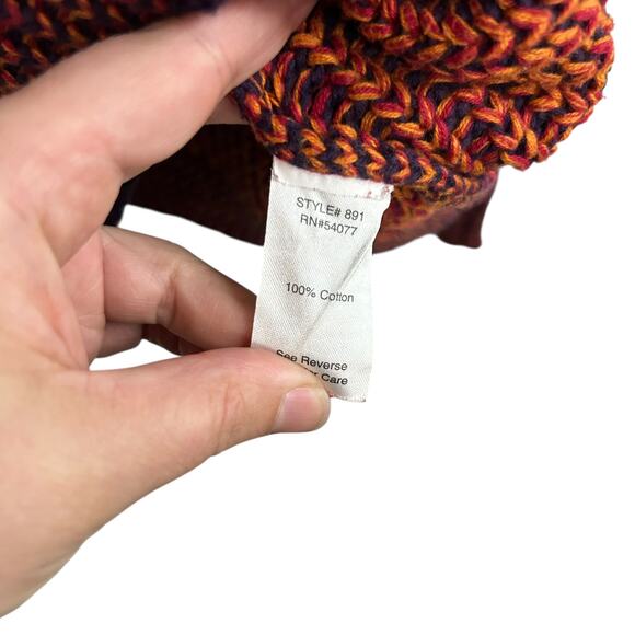 Fall Boho Rib Knit Sweater Cabi Orange Navy Cotton Medium - Picture 6 of 7